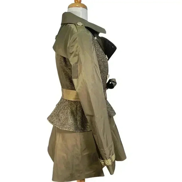 Steve Madden Tweed Panel Peplum Trench Coat Size Medium NWOT - Picture 8 of 16